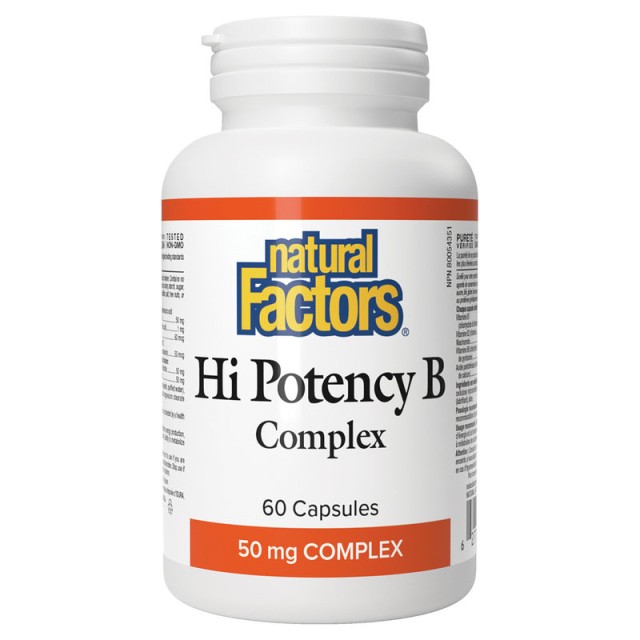 Natural Factors Hi Potency B-Complex 50mg Συμπλήρωμα Συμπλέγματος Βιταμινών B 60 φυτικές κάψουλες