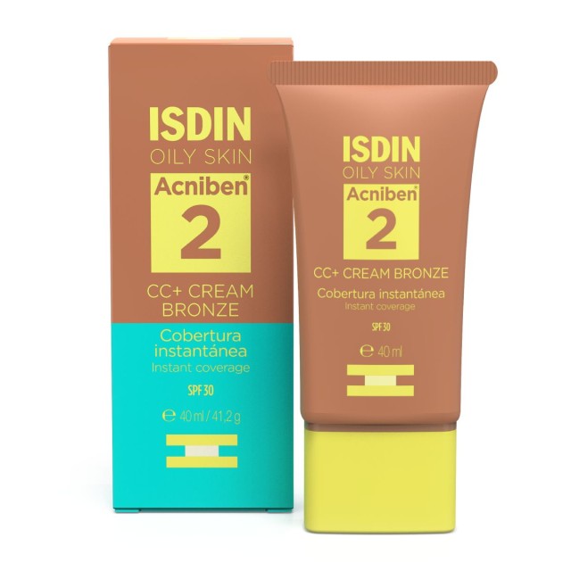 ISDIN Acniben CC+ Cream SPF30 Bronze Ενυδατική Κρέμα Προσώπου με Χρώμα  για Λιπαρό και Ακνεϊκό Δέρμα σε Bronze Απόχρωση 40ml