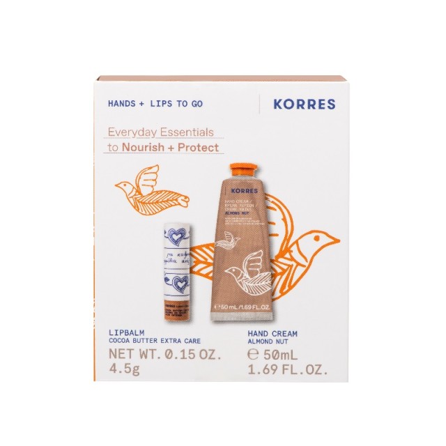 Korres Promo Pack Almond Nut Κρέμα Χεριών 50ml + Lipbalm με Άρωμα Βούτυρο Cocoa 50ml