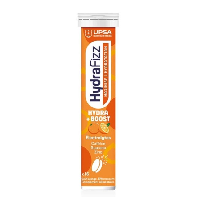 Upsa HydraFizz Hydra+Boost Ηλεκτρολύτες 16 Αναβράζοντα Δισκία με Γεύση Πορτοκάλι