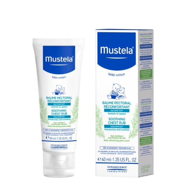 Mustela Soothing Chest Rub Βρεφική Κρέμα Ενυδάτωσης 40ml