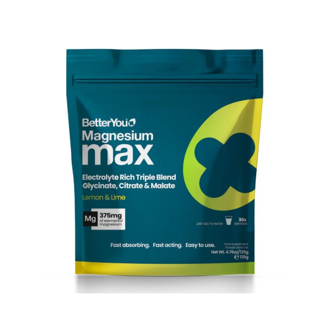 BetterYou Magnesium Max σε Μορφή Σκόνης 3 σε 1 με Γεύση Lemon Lime 135g
