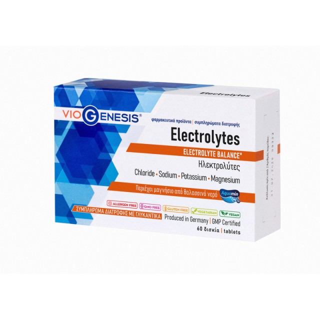VioGenesis Electrolytes Συμπλήρωμα Διατροφής Ηλεκτρολυτών με Γλυκαντικό 60 ταμπλέτες