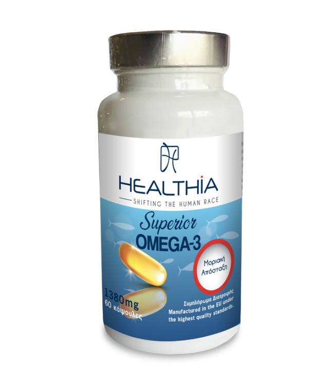 Healthia Superior Omega 3 1380mg Συμπλήρωμα Διατροφής με Ω3 Λιπαρά Οξέα 60 κάψουλες