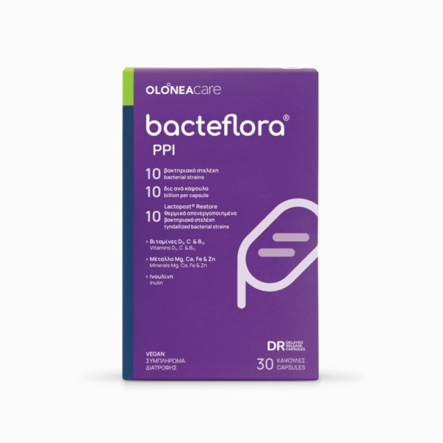Olonea Bacteflora PPI Προβιοτικά με Βιταμίνες & Μέταλλα 30 φυτικές κάψουλες