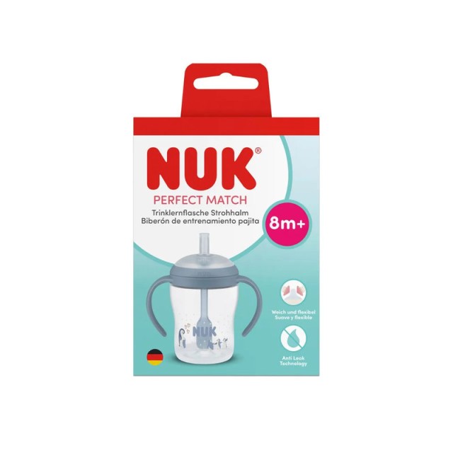 Nuk Perfect Match Eκπαιδευτικό Ποτηράκι με Καλαμάκι Σιλικόνης 8m+ Πιγκουίνος 150ml