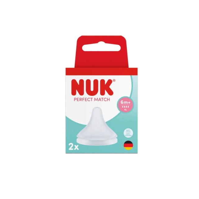 Nuk Perfect Match Flow Control Μαλακή Θηλή Σιλικόνης XL 6m+ 2τμχ