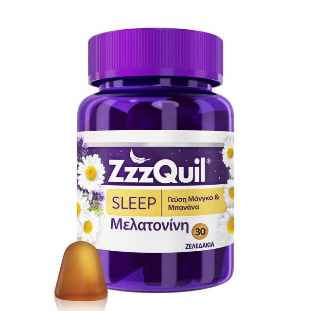 ZzzQuil Sleep Συμπλήρωμα Διατροφής με Μελατονίνη και γεύση Μάνγκο Μπανάνα 30 ζελεδάκια