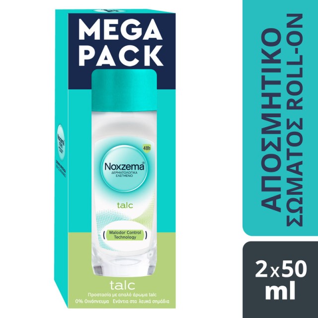 Noxzema Mega Pack Women Talc Rollon  Γυναικείο Αποσμητικό 2x50ml