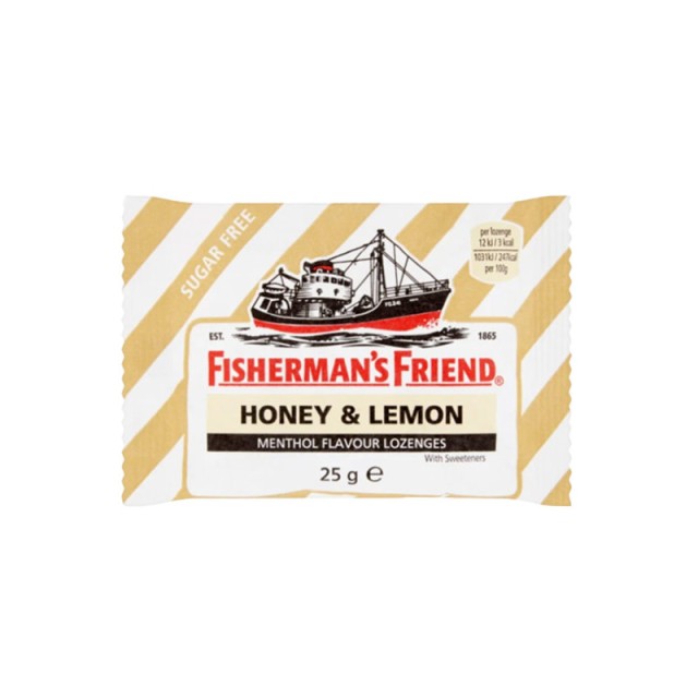 Fishermans Friend Καραμέλες για τον Πονόλαιμο με Γεύση Λεμόνι και Μέλι Χωρίς Ζάχαρη 25 γραμμάρια