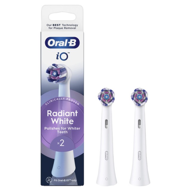 Oral-B iO Radiant White Ανταλλακτικές Κεφαλές Ηλεκτρικής Οδοντόβουρτσας 2 τμχ