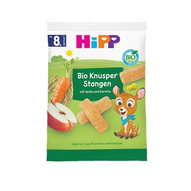 Hipp Βιολογικά Τραγανά Sticks με Μήλο και Καρότο από 8m+ 30gr