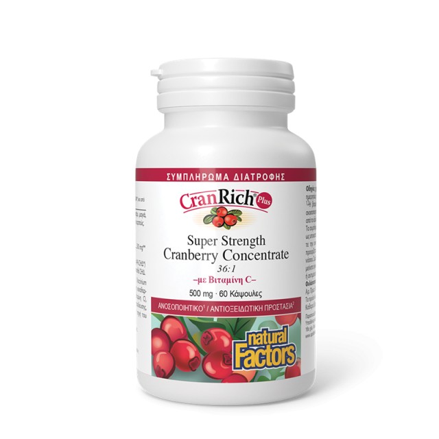 Natural Factors CranRich Plus 500mg Ανοσοποιητικό & Αντιοξειδωτική Δράση 60 Κάψουλες