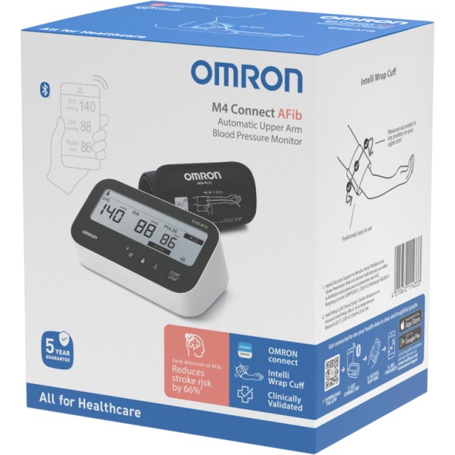 Omron M4 Connect AFib Έξυπνο Πιεσόμετρο Μπράτσου Kολπικής Mαρμαρυγής (HEM-7196T1-FLE) 1τεμ.