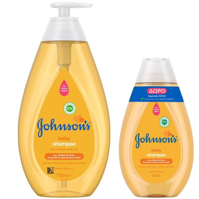 Johnson & Johnson PROMO PACK Shampoo Σαμπουάν Για Μωρά 750ml Με Επιπλέον Ποσότητα 300ml ΔΩΡΟ