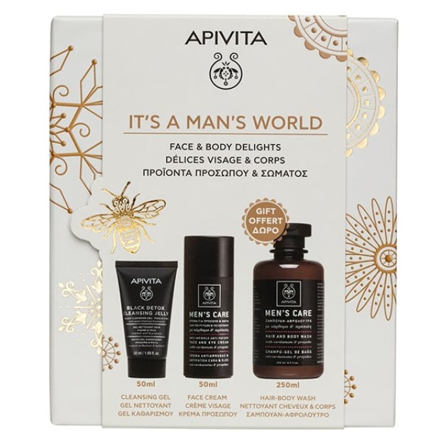 Apivita Promo Mens Care Κρέμα Προσώπου & Ματιών 50ml & Gel Καθαρισμού για Πρόσωπο & Μάτια 50ml & Δώρο Σαμπουάν - Αφρόλουτρο 250ml