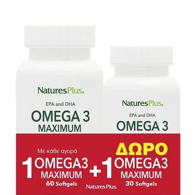 Natures Plus Promo Pack Omega 3 Maximum EPA & DHA 90 μαλακές κάψουλες (60+30)