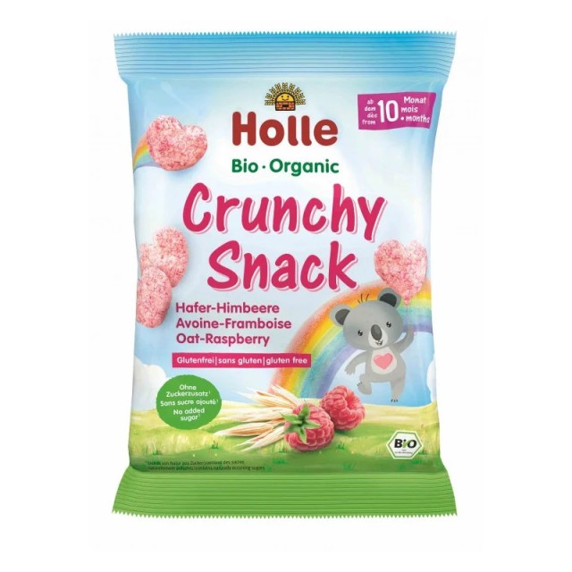 Holle Crunchy Snack Παιδικό Σνάκ με Βρώμη και Σμέουρο Χωρίς Γλουτένη 30gr