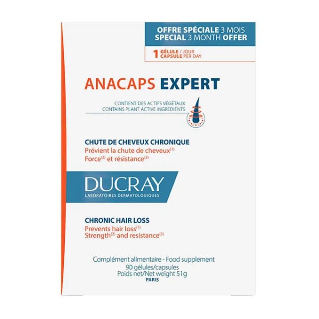 Ducray Promo Anacaps Expert Χρόνια Τριχόπτωση, (Δώρο 1 Μήνας) 90 caps