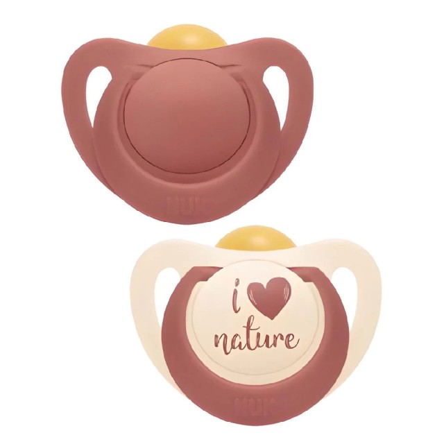 Nuk For Nature Πιπίλα Latex από 98% Φυσικές Πρώτες Ύλες 18-36m Μπεζ - Κοκκινο, 2τμχ