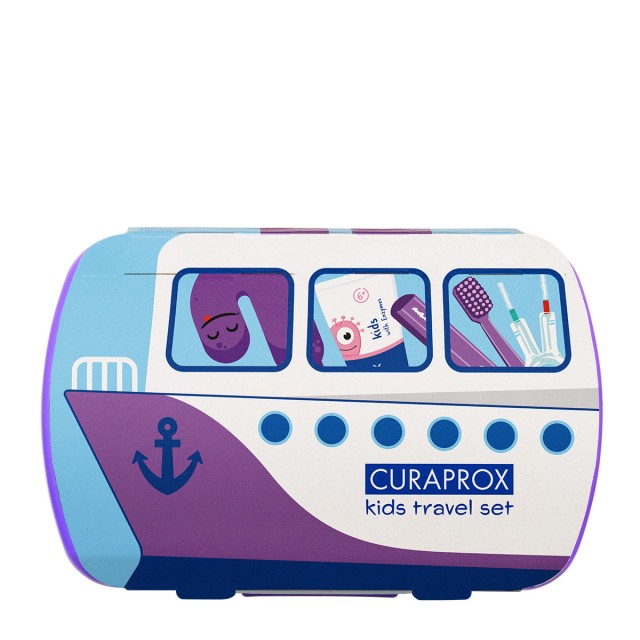Curaprox Ταξιδιωτικό Σετ Περιποίησης Δοντιών για παιδιά 6-12 ετών Μωβ, 1 τεμάχιο.
