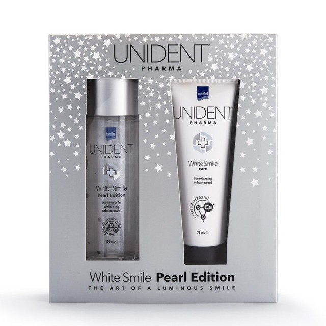 Intermed Promo Pack White Smile Pearl Unident Σετ Στοματικής Φροντίδας με Λευκαντική Οδοντόκρεμα και Στοματικό Διάλυμα για Αστραφτερό Χαμόγελο