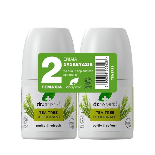 Dr. Organic Promo Pack Tea Tree Deodorant Αποσμητικό Roll-On 2x50ml