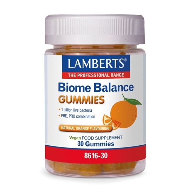 Lamberts Biome Balance Gummies Συμπλήρωμα Διατροφής με Πρεβιοτικά με Γεύση Πορτοκάλι, 30 ζελεδάκια