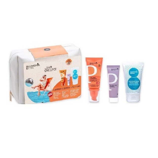 Panthenol Extra Sunproof Essentials Αντηλιακό Τζελ Προσώπου SPF50, 50ml & Κρέμα Προσώπου & Ματιών, 20ml & Volcanic Sand Facial Scrub-Απολεπιστικό Προσώπου, 75ml & Νεσεσέρ