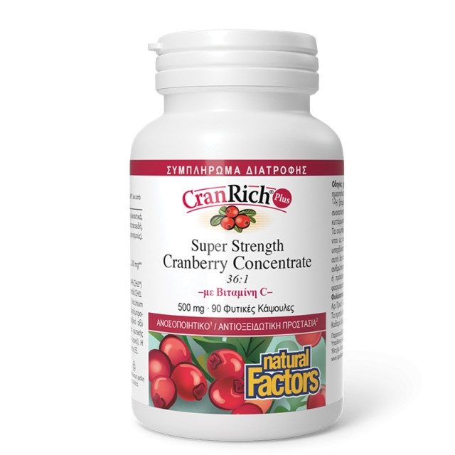 Natural Factors CranRich Plus 500mg Ανοσοποιητικό & Αντιοξειδωτική Δράση 90 Φυτικές Κάψουλες