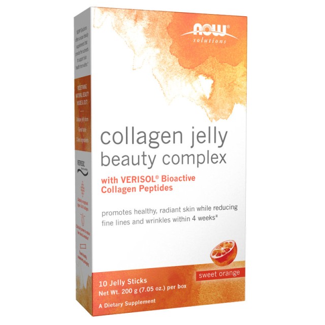 Now Foods Solutions Collagen Jelly Beauty Complex Βιοενεργά Πεπτίδια Κολλαγόνου σε Μορφή Στίκ με Γεύση Πορτοκάλι 10sticks
