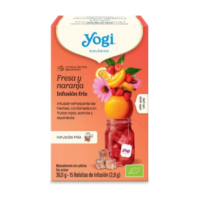 Yogi Organic Tea Cold Brew Strawberry & Orange Βιολογικό Τσάι με Φράουλα και Πορτοκάλι 15 φακελάκια