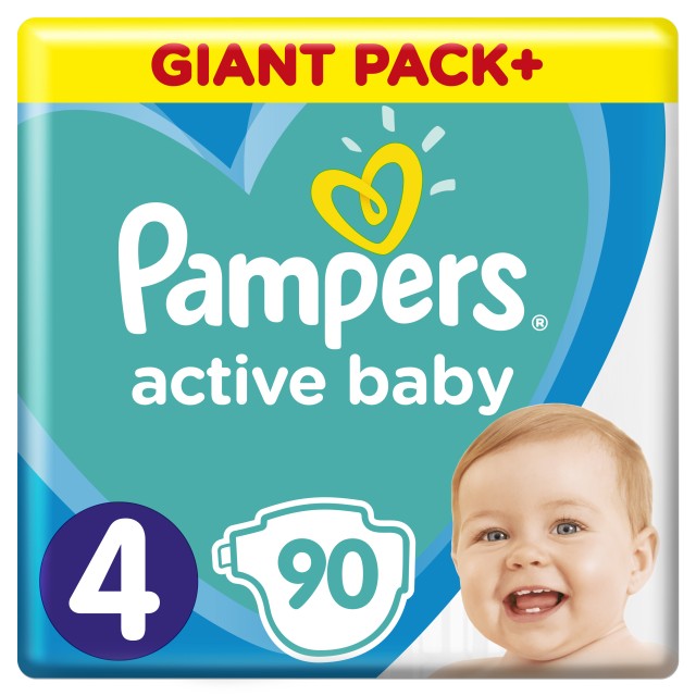 Pampers Active Baby Giant Box Πάνες No4 (9-14kg) 90τμχ