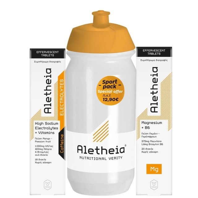 Vican Promo Pack Aletheia High Sodium Electrolytes + Vitamins + Caffeine 18 αναβράζουσες ταμπλέτες & Magnesium + Vitamin B6 20 αναβράζουσες ταμπλέτες & Δώρο Sport Bottle 500ml 1τεμ.