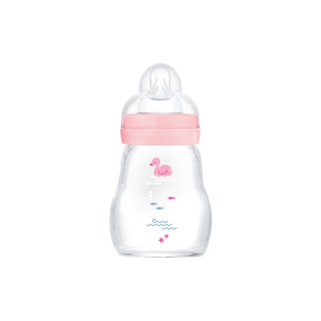 Mam Γυάλινο Μπιμπερό Feel Good Ροζ Κύκνος 0+ 170ml (370s)