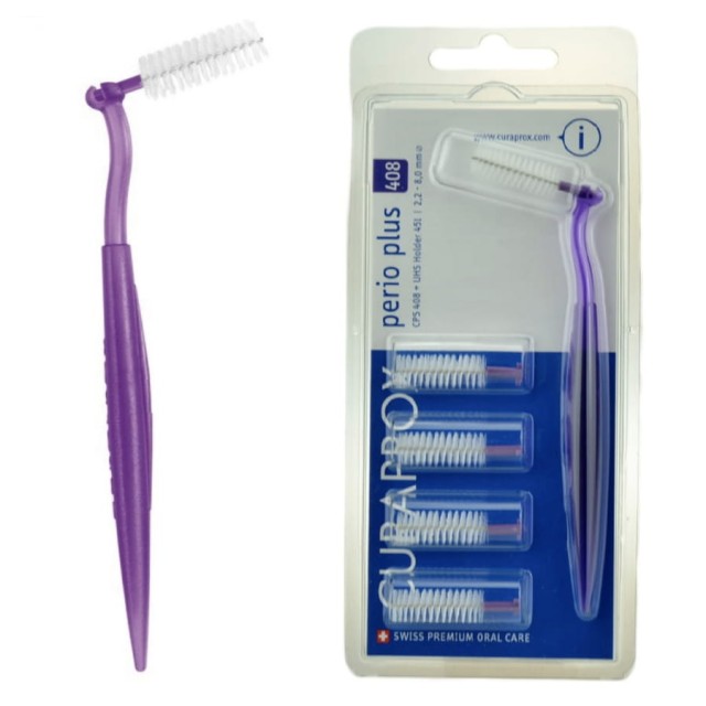 Curaprox Perio Plus 408 Μεσοδόντια Βουρτσάκια με Λαβή Μωβ, 5 τεμάχια