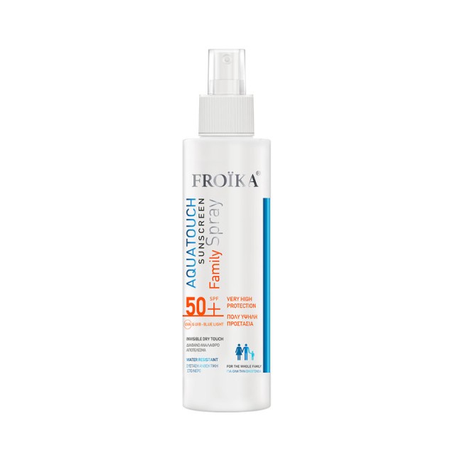 Froika Aquatouch Sunscreen Family Spray  Λεπτόρρευστο Αντηλιακό Σώματος με Δείκτη Προστασίας SPF50+ για όλη την Οικογένεια 250ml