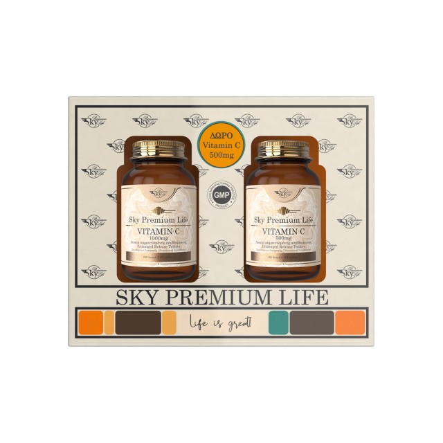 Sky Premium Life Promo Pack Vitamin C 1000mg 60 ταμπλέτες & Δώρο Vitamin C 500mg 60 ταμπλέτες