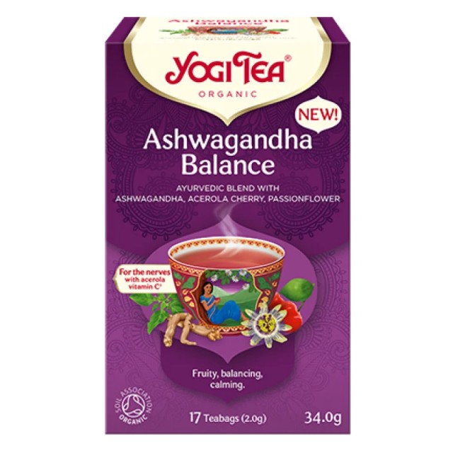 Yogi Organic Tea Ashwagandha Balance Βιολογικό Τσάι με Ασβαγκάντα, Πασιφλόρα και Κεράσι 17 φακελάκια