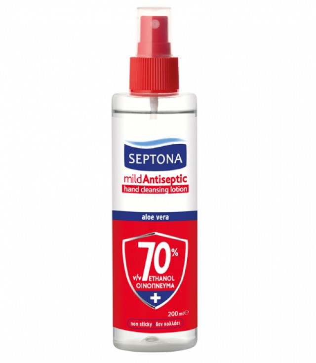 Septona Mild Antiseptic Lotion  Αντισηπτική Λοσιόν Χεριών σε Σπρέι 70% Αλκοολ 200ml