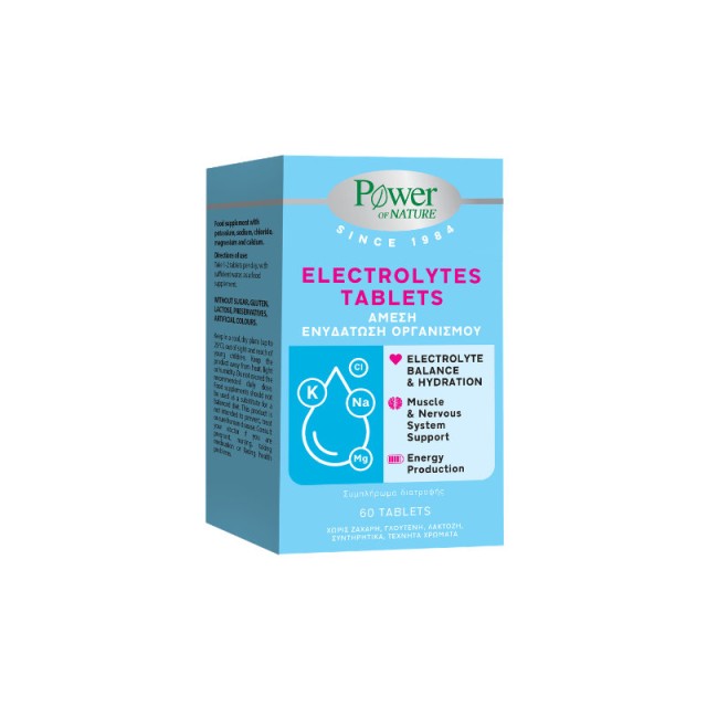 Power of Nature Electrolytes Συμπλήρωμα Διατροφής με Ηλεκτρολύτες για Άμεση Ενυδάτωση 60 ταμπλέτες