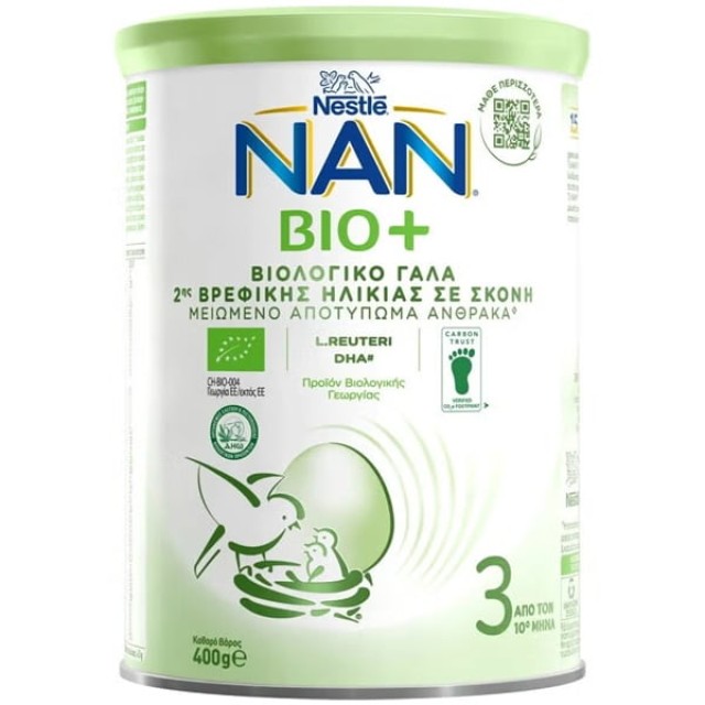 Nestle Nan Bio+ 3 Βιολογικό Γάλα Δεύτερης Βρεφικής Ηλικίας από τον 10o Μήνα, 800gr