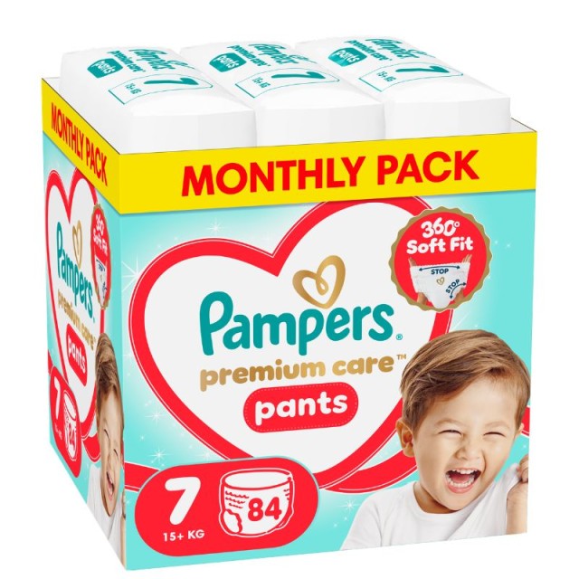 Pampers Premium Care Πάνα-Βρακάκι Μέγεθος 7 (15kg+) 84 Πάνες-βρακάκι