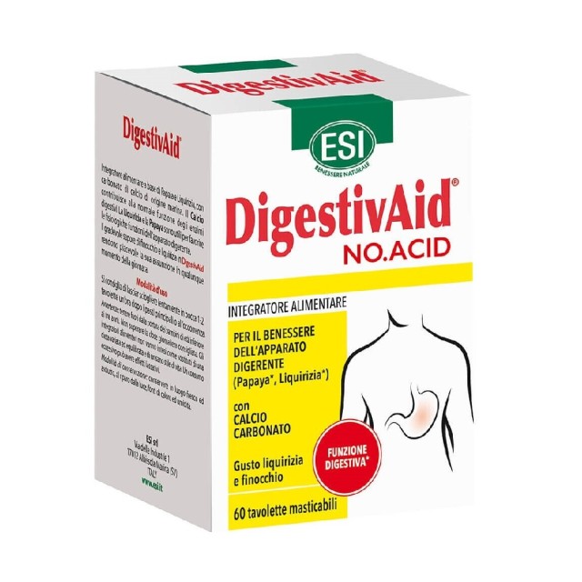 ESI DigestivAid No Acid για τη Φυσική Ανακούφιση Δυσπεψία & Γαστρική Δυσφορία, 60tabs