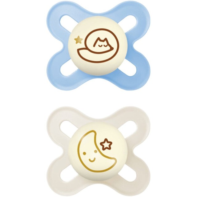 Mam Original Start Πιπίλες Σιλικόνης Νυκτός Γαλάζιο για 0-2 μηνών 2τμχ (124S)