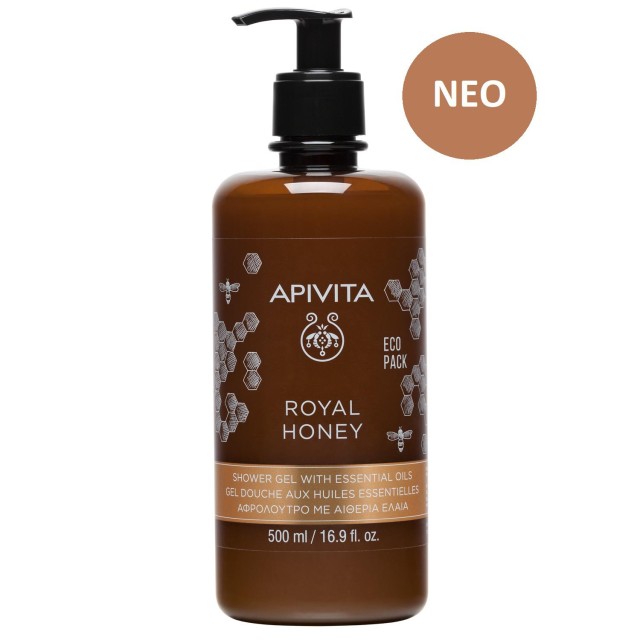 Apivita Royal Honey Κρεμώδες Aφρόλουτρο με Aιθέρια Έλαια 500 ml Eco Pack