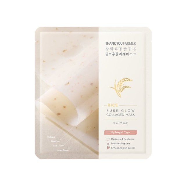 Thank You Farmer Rice Pure Glow Collagen Mask Μάσκα Προσώπου για Λάμψη & Ενυδάτωση 1τεμ