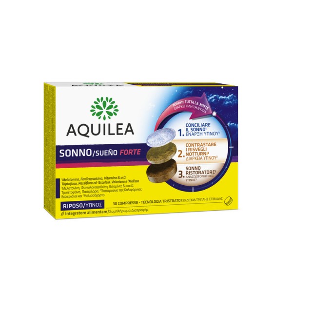 Aquilea Sueno Forte Συμπλήρωμα Διατροφής με Μελατονίνη  για Βαθύ, Ξεκούραστο & Ποιοτικό Ύπνο 30 δισκία