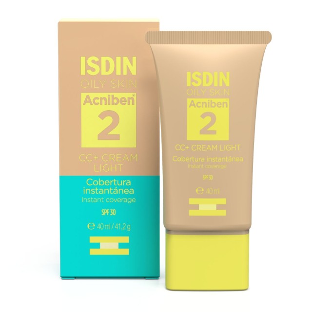 ISDIN Acniben CC+ Cream SPF30 Light Ενυδατική Κρέμα Προσώπου με Χρώμα  για Λιπαρό και Ακνεϊκό Δέρμα σε Light Απόχρωση 40ml
