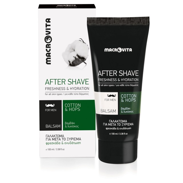 Macrovita Γαλάκτωμα για Μετά το Ξύρισμα με Βαμβάκι και Λυκίσκο 100ml